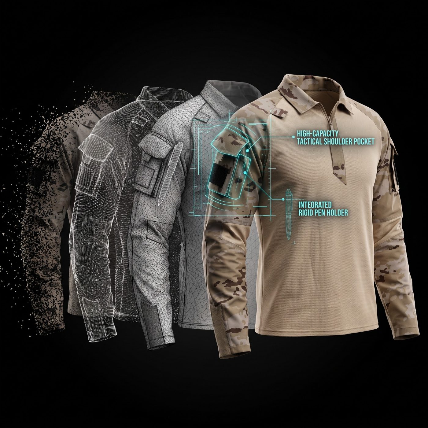 MSQ-9 high-capacity tactical shoulder pocket with integrated rigid pen holder