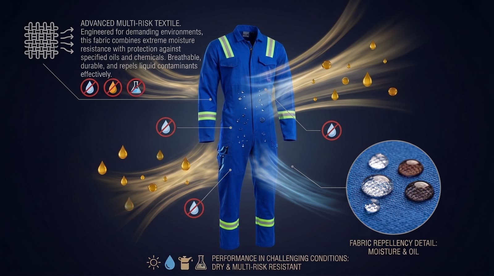 Water beading off the OCQ-5 fabric surface