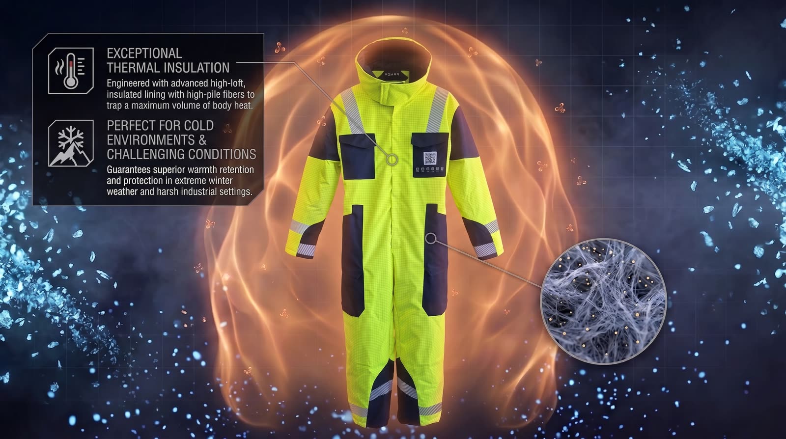 OCQ-8 insulated winter coverall showing its thermal insulation layer
